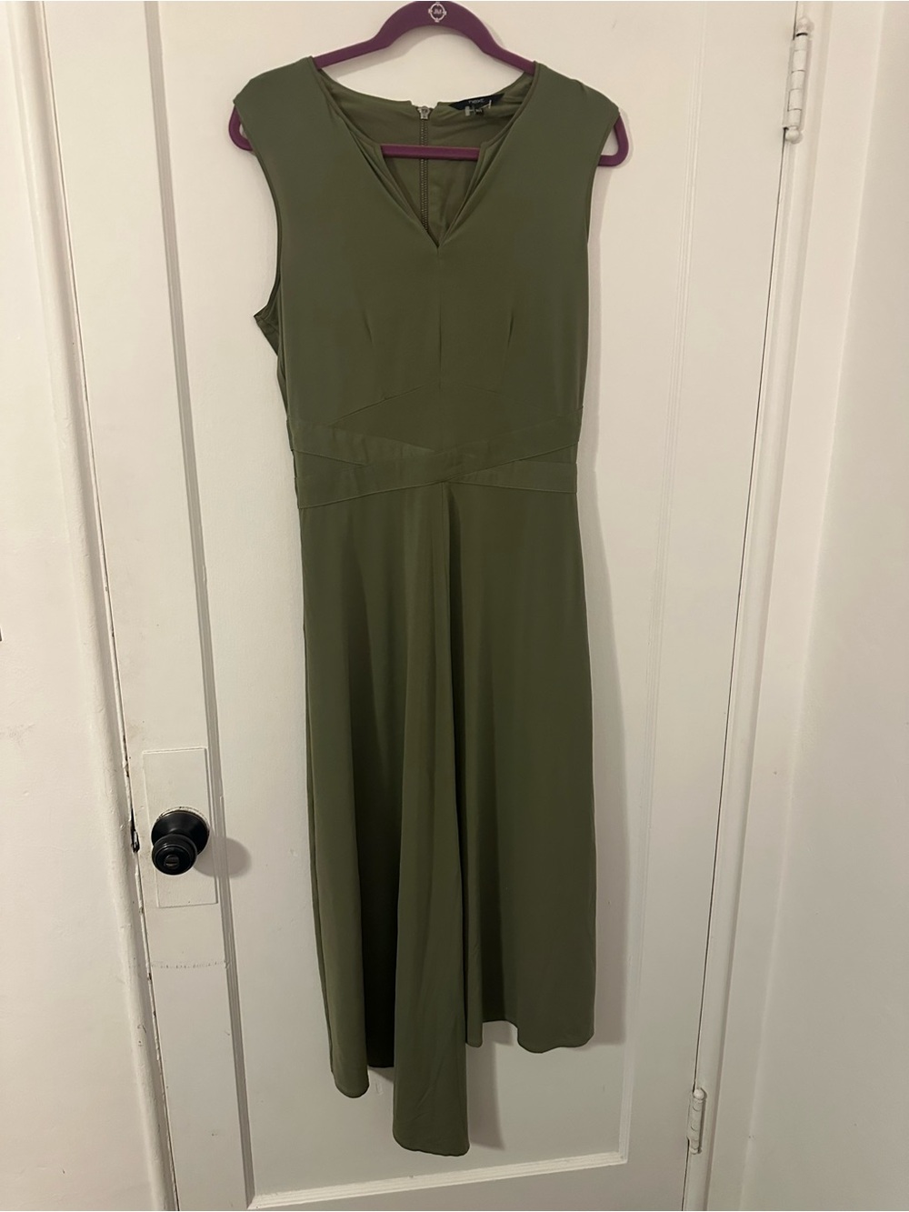 Next Olive Green Sleeveless V-Neck Midi Dress - nwt - tall